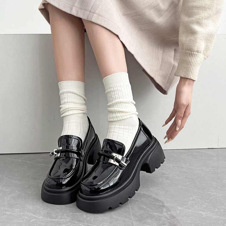 Shoes in Closet - Shukuro - Thick Sole Tank Sole Strap Design Loafer 778