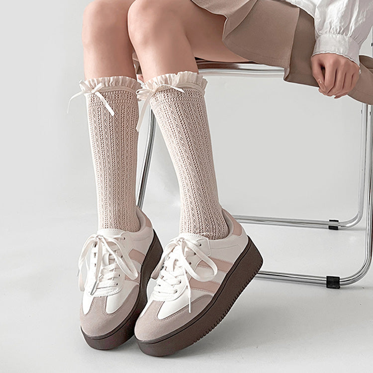 Shoes in Closet - Shukuro - Lightweight Thick Sole Basic Double Line Sneakers 2448