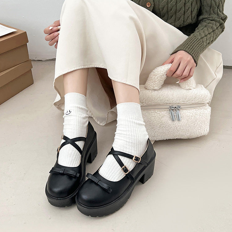 Shoes in Closet - Shukuro - Lightweight Thick Sole Heel Up 2WAY Strap Ribbon Mary Jane 6942