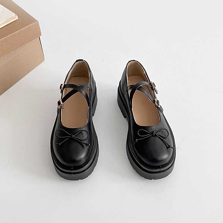 Shoes in Closet - Shukuro - Lightweight Thick Sole Double Sole 2WAY Strap Ribbon Mary Jane 6943