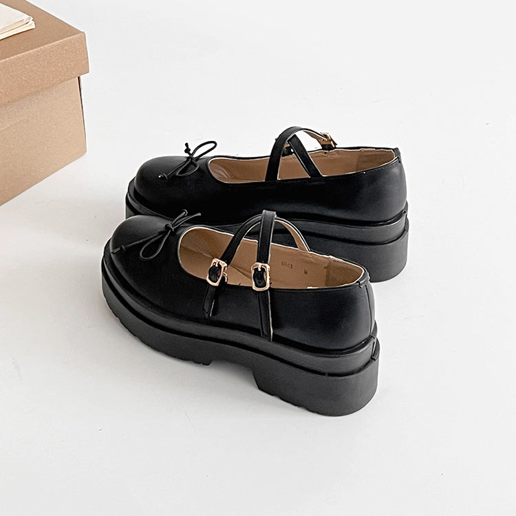 Shoes in Closet - Shukuro - Lightweight Thick Sole Double Sole 2WAY Strap Ribbon Mary Jane 6943