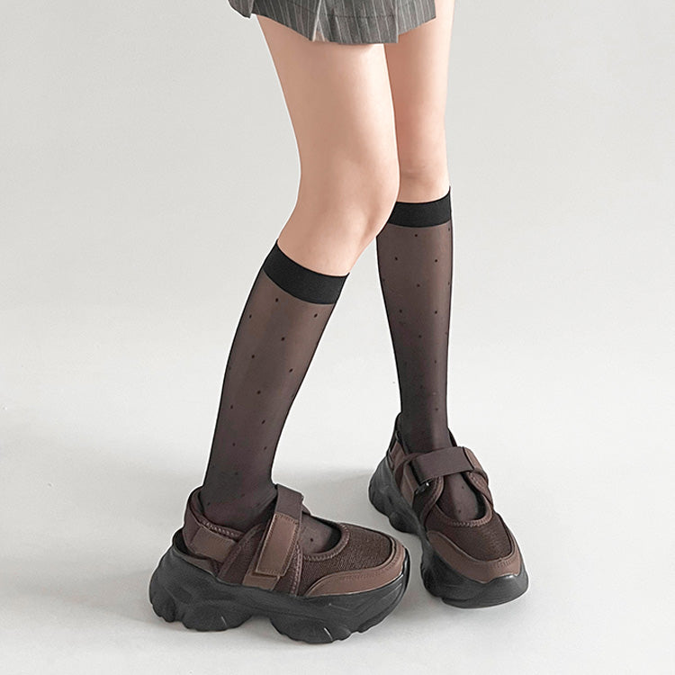 シューズインクローゼット Shoes in Closet -シュークロ- 軽量厚底 ボリュームソール ベルクロストラップ  サンダルライク スニーカー 2419 （ダークブラウン） ダークブラウン