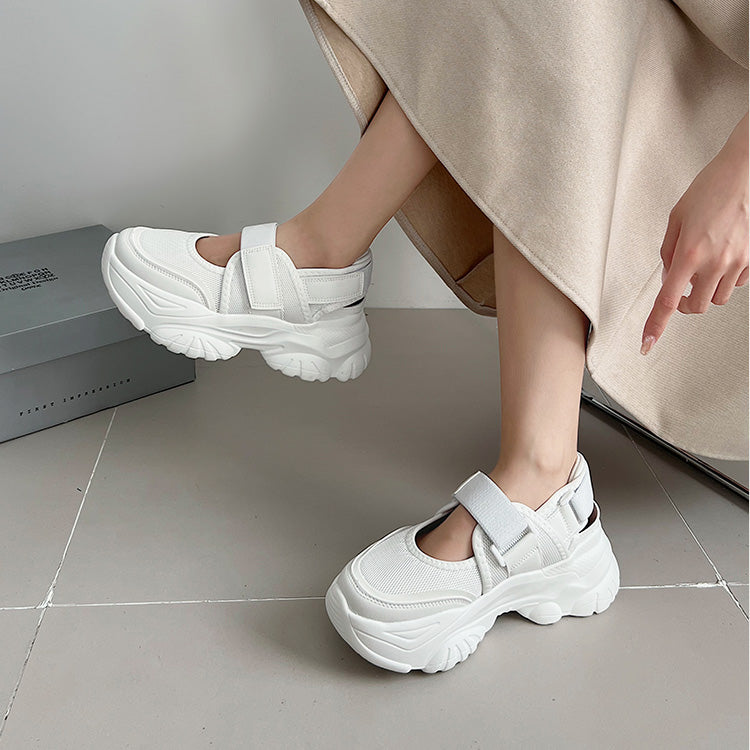 シューズインクローゼット Shoes in Closet -シュークロ- 軽量厚底 ボリュームソール ベルクロストラップ  サンダルライク スニーカー 2419 （ホワイト） ホワイト