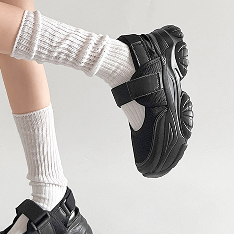 シューズインクローゼット Shoes in Closet -シュークロ- 軽量厚底 ボリュームソール ベルクロストラップ  サンダルライク スニーカー 2419 （ブラック/ブラック） ブラック/ブラック