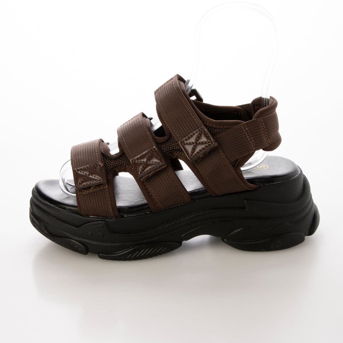 シューズインクローゼット Shoes in Closet -シュークロ- 軽量厚底 高反発クッションソール ベルクロ スポーツサンダル 7485 （ダークブラウン） ダークブラウン