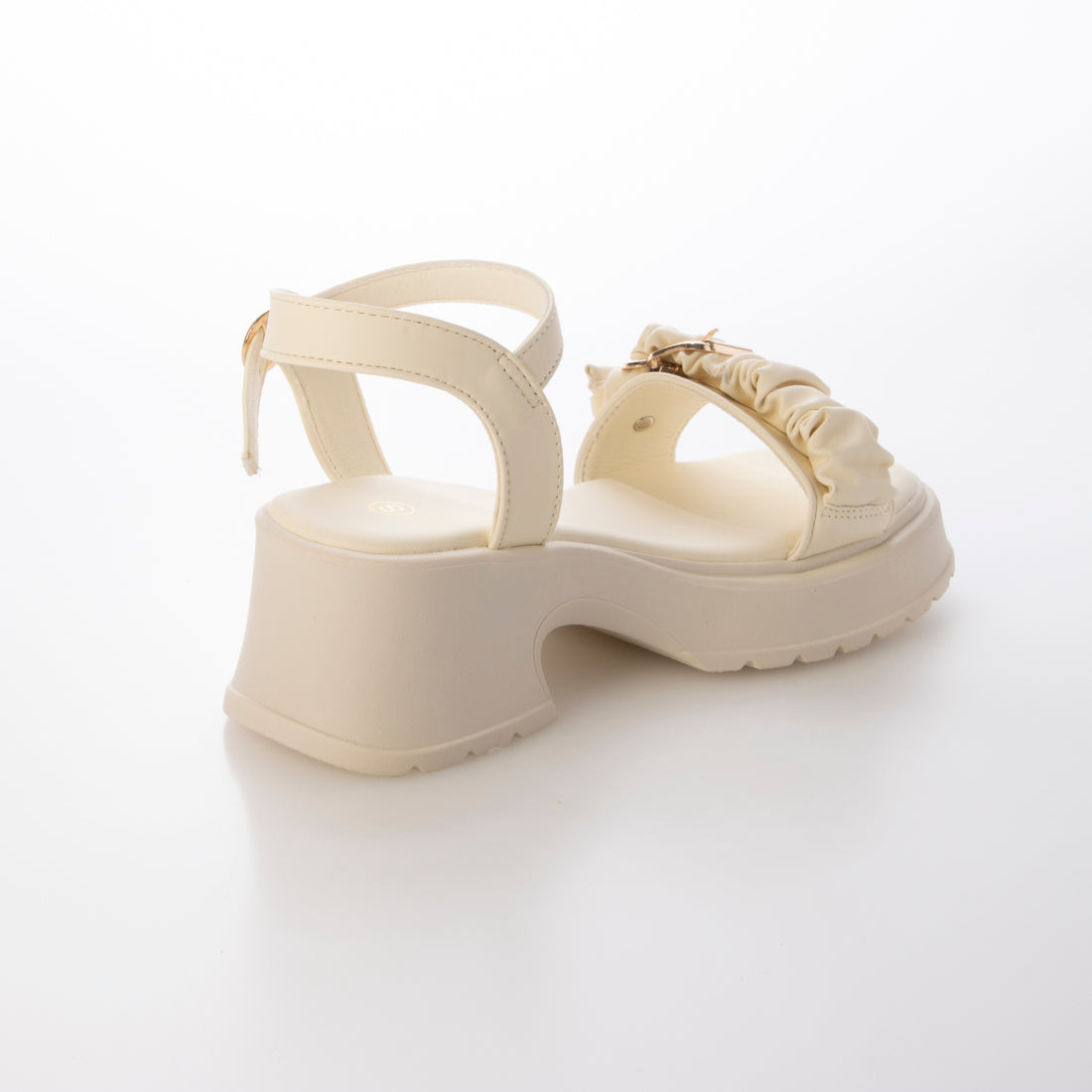シューズインクローゼット Shoes in Closet -シュークロ- 軽量厚底 チャンキーヒール バックル ギャザーベルト サンダル 5991 （アイボリー） アイボリー