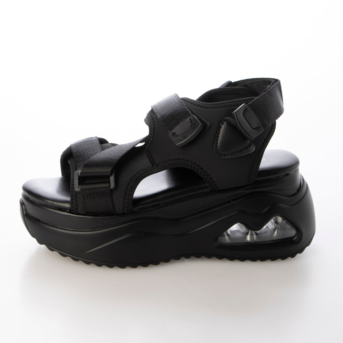 シューズインクローゼット Shoes in Closet -シュークロ- 厚底 ボリュームソール ベルクロ スポーツサンダル 2472 （ブラック） ブラック