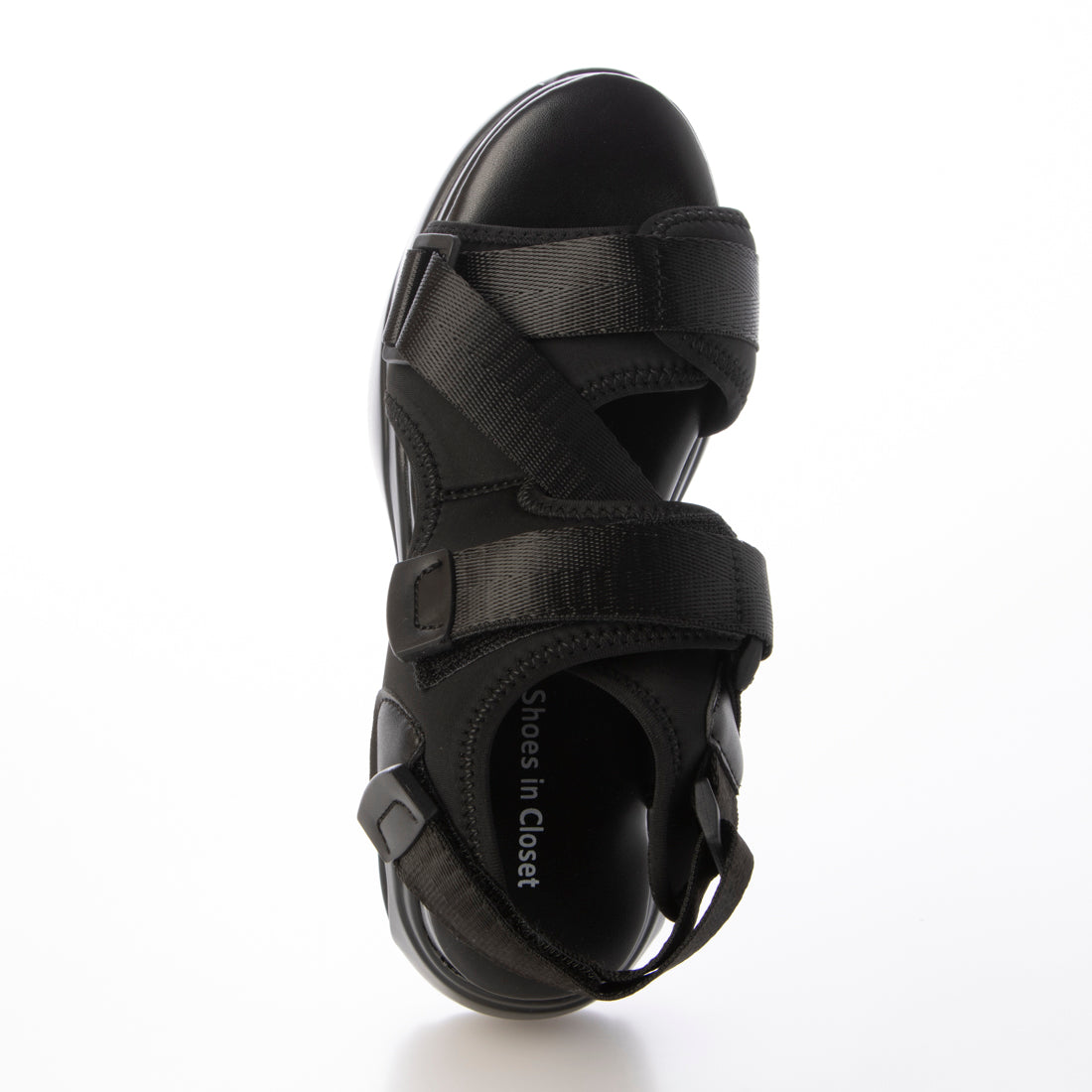 シューズインクローゼット Shoes in Closet -シュークロ- 厚底 ボリュームソール ベルクロ スポーツサンダル 2472 （ブラック） ブラック