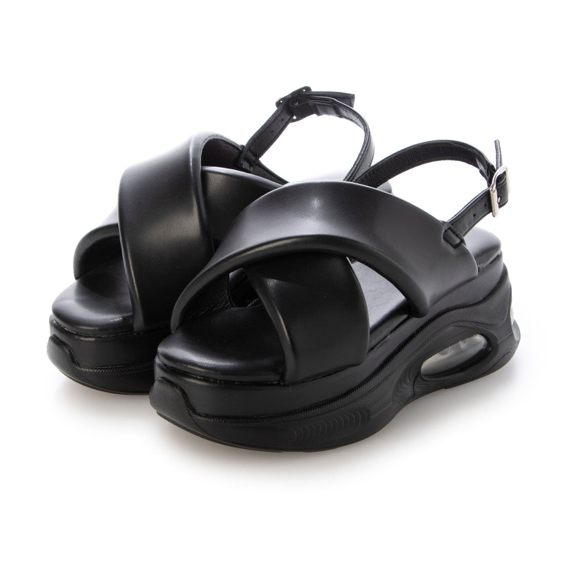 シューズインクローゼット Shoes in Closet -シュークロ- 厚底 ボリュームソール クロスベルト スポーツサンダル 2471 （ブラック） ブラック