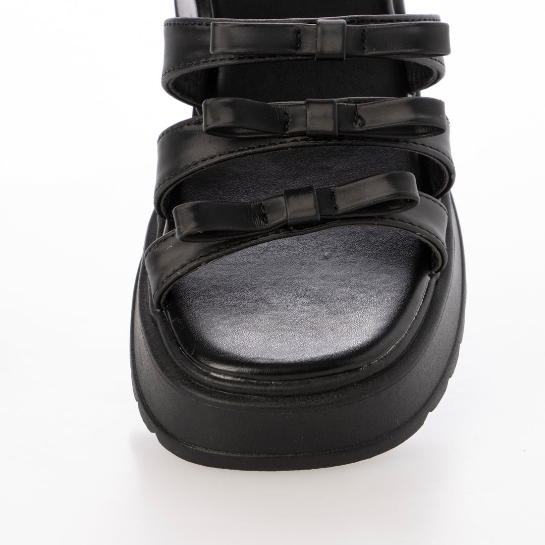 シューズインクローゼット Shoes in Closet -シュークロ- 軽量厚底 2WAY メニーリボン ヒール サンダル 5992 （ブラック） ブラック