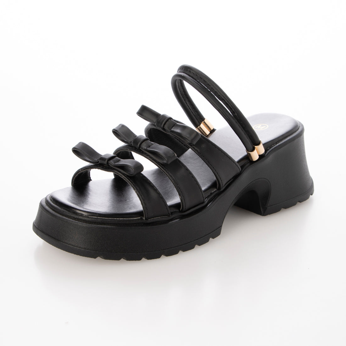 シューズインクローゼット Shoes in Closet -シュークロ- 軽量厚底 2WAY メニーリボン ヒール サンダル 5992 （ブラック） ブラック