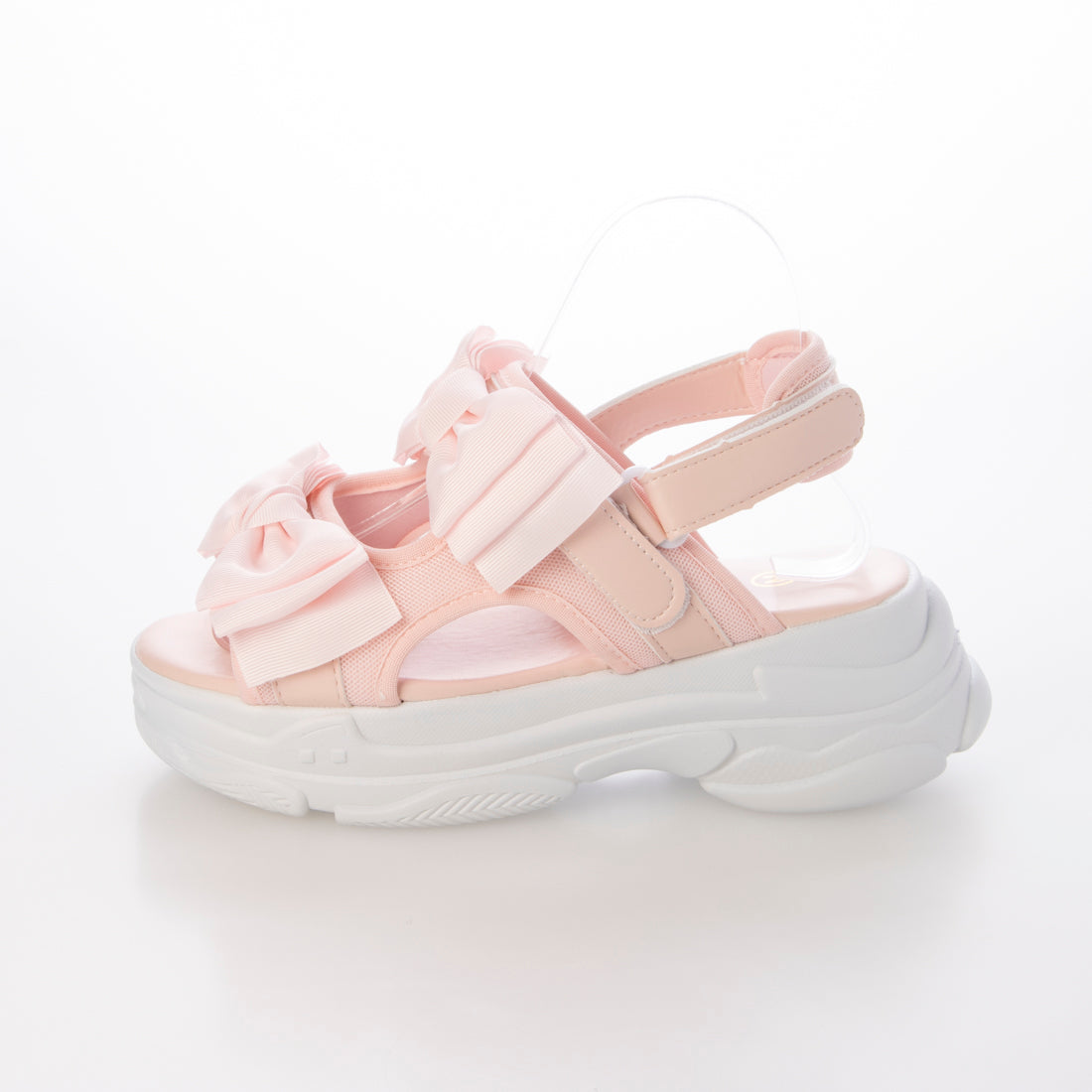 シューズインクローゼット Shoes in Closet -シュークロ- 軽量厚底 ボリュームソール ダブルリボン スポーツサンダル 5424 （ピンク） ピンク