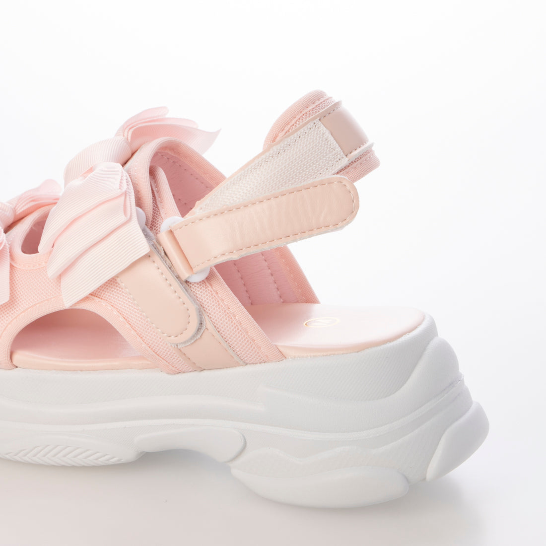 シューズインクローゼット Shoes in Closet -シュークロ- 軽量厚底 ボリュームソール ダブルリボン スポーツサンダル 5424 （ピンク） ピンク
