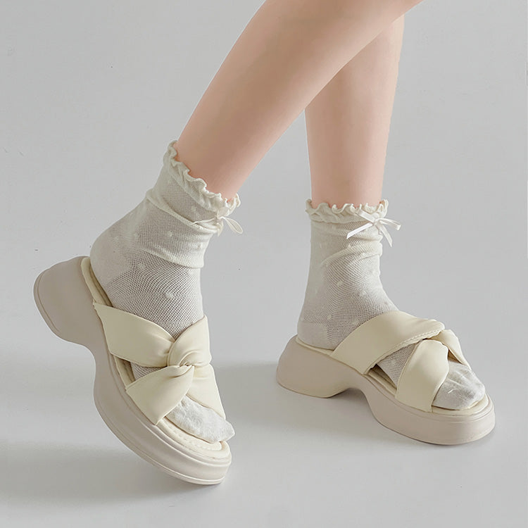 シューズインクローゼット Shoes in Closet -シュークロ- 超軽量厚底 サイド クロスベルト やわらか ミュール サンダル 5995 （アイボリー） アイボリー