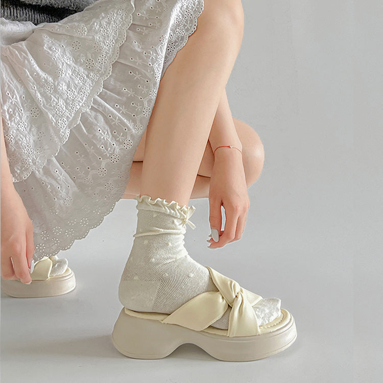 シューズインクローゼット Shoes in Closet -シュークロ- 超軽量厚底 サイド クロスベルト やわらか ミュール サンダル 5995 （アイボリー） アイボリー