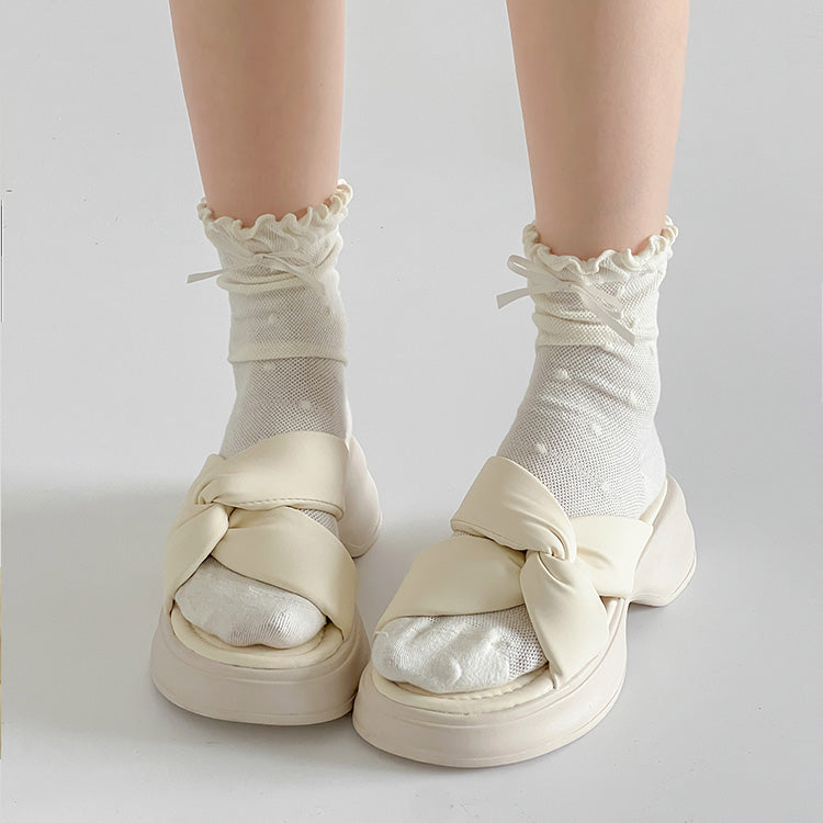 シューズインクローゼット Shoes in Closet -シュークロ- 超軽量厚底 サイド クロスベルト やわらか ミュール サンダル 5995 （アイボリー） アイボリー