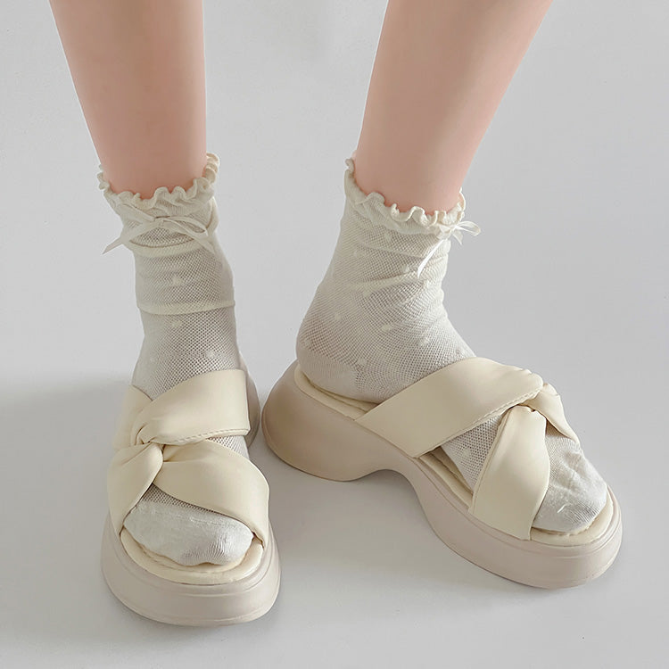シューズインクローゼット Shoes in Closet -シュークロ- 超軽量厚底 サイド クロスベルト やわらか ミュール サンダル 5995 （アイボリー） アイボリー