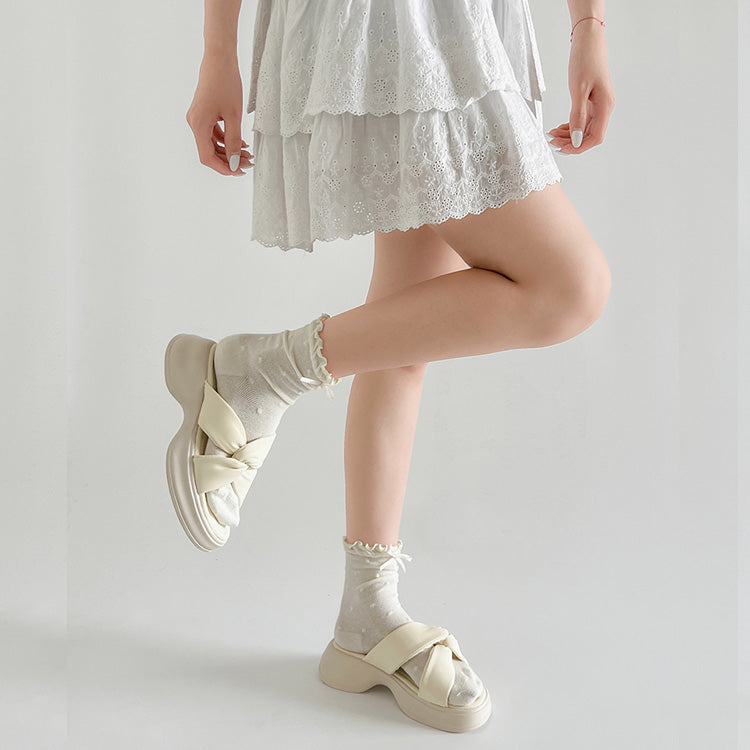 シューズインクローゼット Shoes in Closet -シュークロ- 超軽量厚底 サイド クロスベルト やわらか ミュール サンダル 5995 （アイボリー） アイボリー