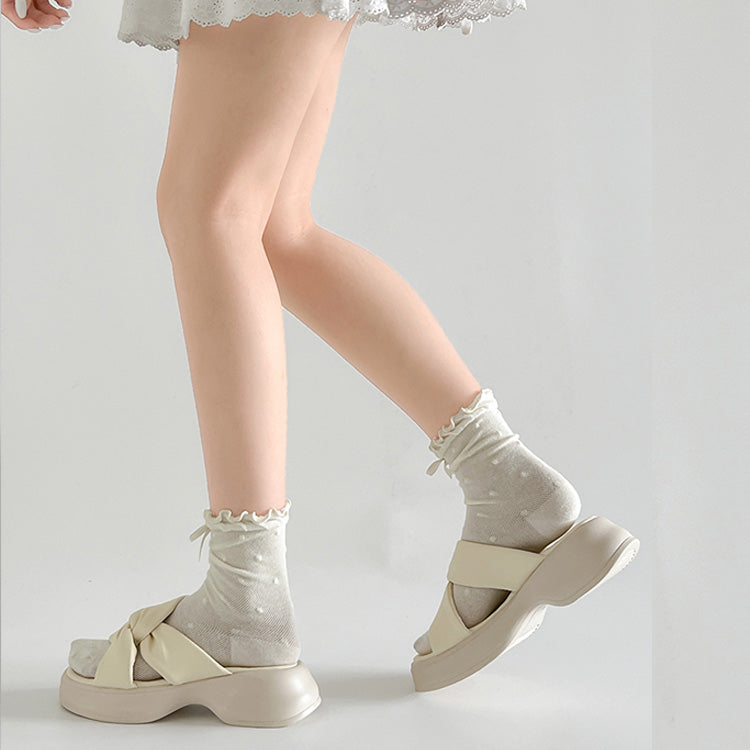 シューズインクローゼット Shoes in Closet -シュークロ- 超軽量厚底 サイド クロスベルト やわらか ミュール サンダル 5995 （アイボリー） アイボリー