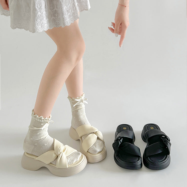 シューズインクローゼット Shoes in Closet -シュークロ- 超軽量厚底 サイド クロスベルト やわらか ミュール サンダル 5995 （アイボリー） アイボリー