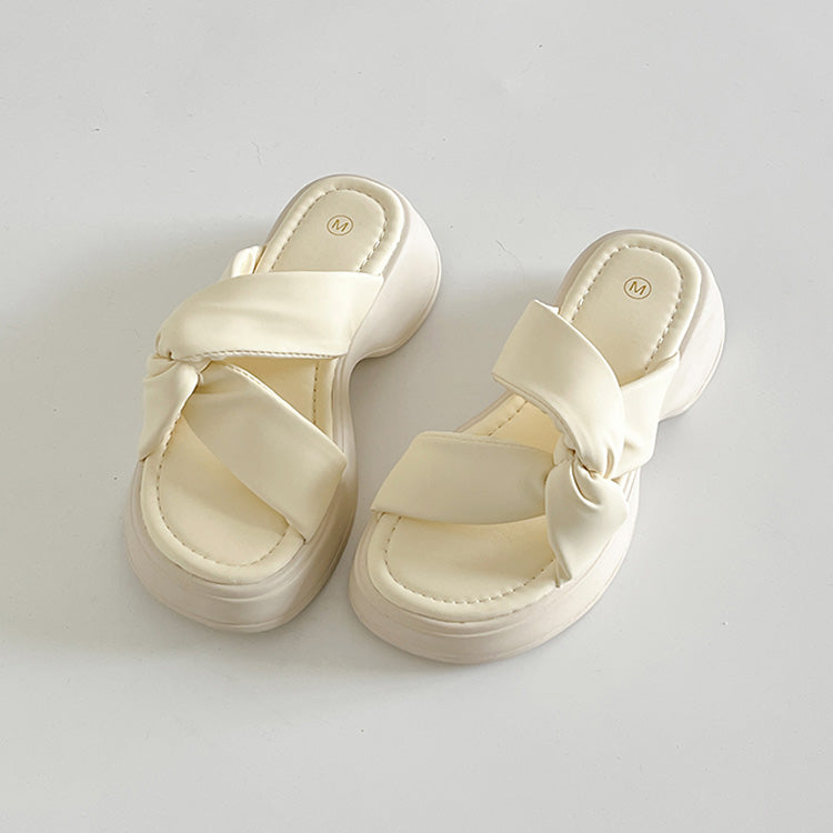シューズインクローゼット Shoes in Closet -シュークロ- 超軽量厚底 サイド クロスベルト やわらか ミュール サンダル 5995 （アイボリー） アイボリー