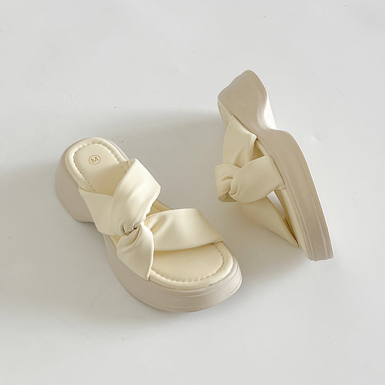 シューズインクローゼット Shoes in Closet -シュークロ- 超軽量厚底 サイド クロスベルト やわらか ミュール サンダル 5995 （アイボリー） アイボリー