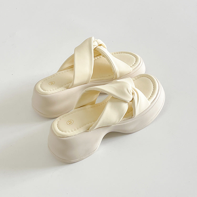 シューズインクローゼット Shoes in Closet -シュークロ- 超軽量厚底 サイド クロスベルト やわらか ミュール サンダル 5995 （アイボリー） アイボリー