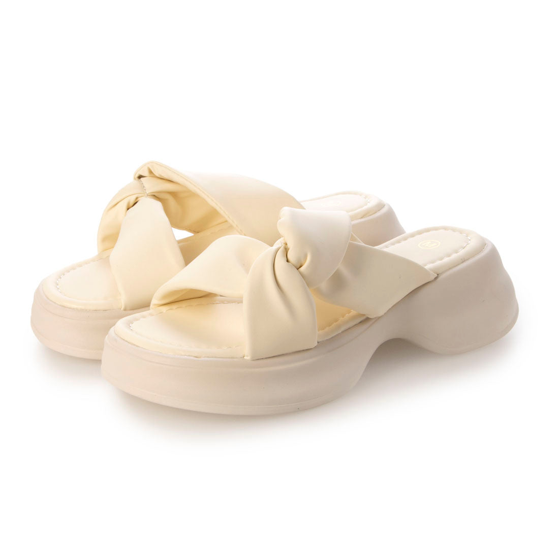 シューズインクローゼット Shoes in Closet -シュークロ- 超軽量厚底 サイド クロスベルト やわらか ミュール サンダル 5995 （アイボリー） アイボリー