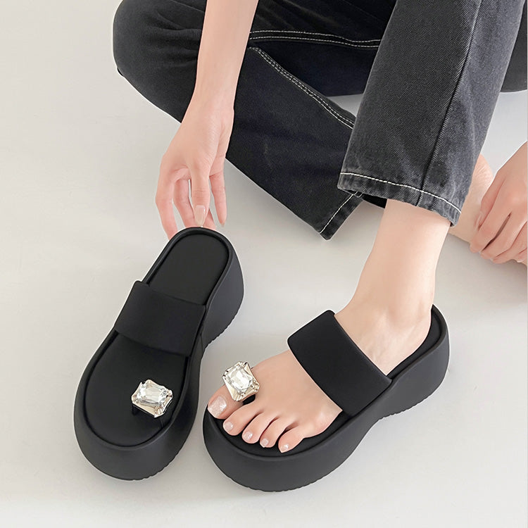 シューズインクローゼット Shoes in Closet -シュークロ- 厚底 ボリューム プラットフォーム サムリング トング サンダル 591 （ブラック） ブラック