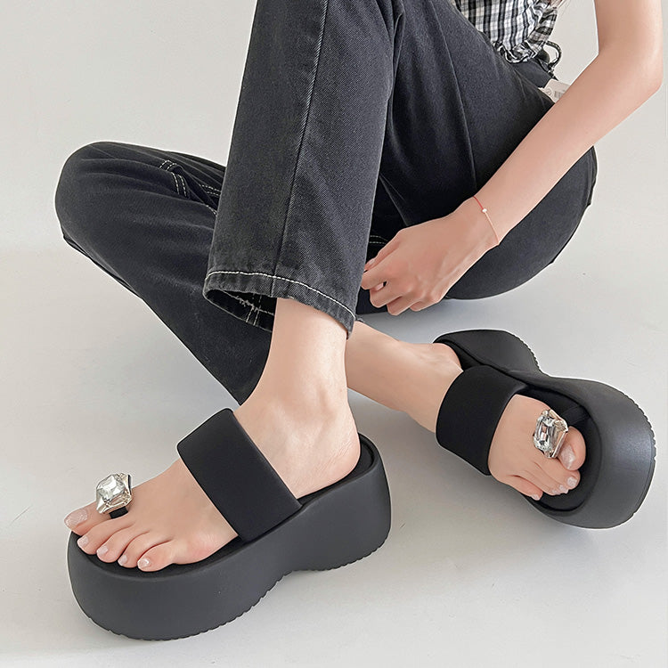 シューズインクローゼット Shoes in Closet -シュークロ- 厚底 ボリューム プラットフォーム サムリング トング サンダル 591 （ブラック） ブラック