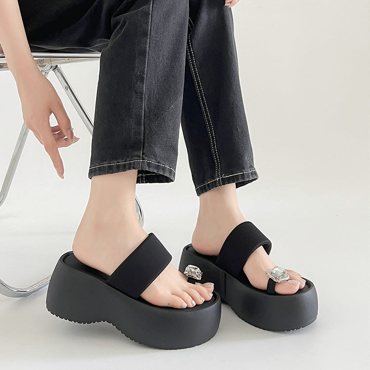 シューズインクローゼット Shoes in Closet -シュークロ- 厚底 ボリューム プラットフォーム サムリング トング サンダル 591 （ブラック） ブラック