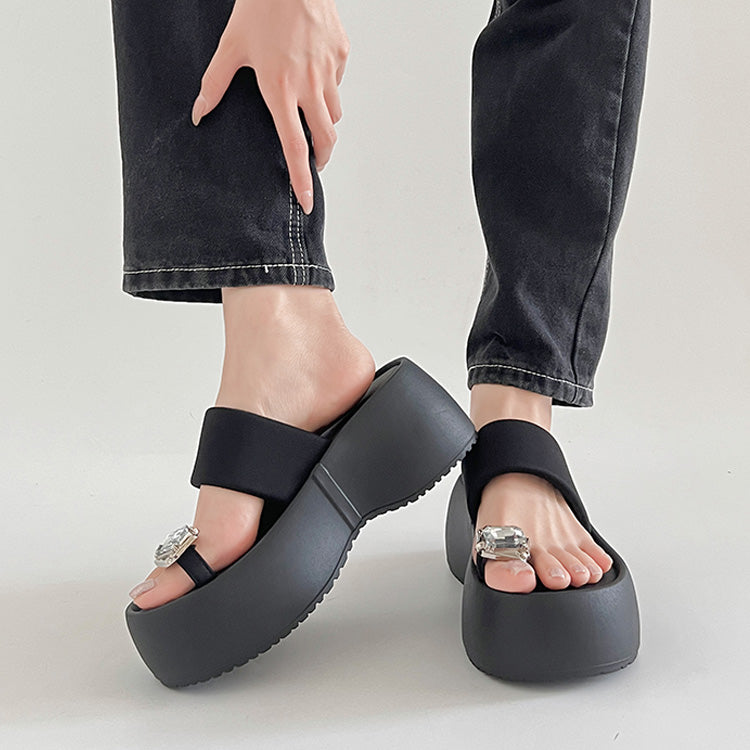 シューズインクローゼット Shoes in Closet -シュークロ- 厚底 ボリューム プラットフォーム サムリング トング サンダル 591 （ブラック） ブラック