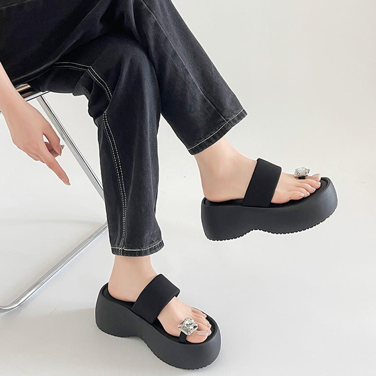 シューズインクローゼット Shoes in Closet -シュークロ- 厚底 ボリューム プラットフォーム サムリング トング サンダル 591 （ブラック） ブラック