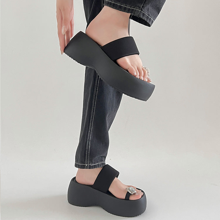 シューズインクローゼット Shoes in Closet -シュークロ- 厚底 ボリューム プラットフォーム サムリング トング サンダル 591 （ブラック） ブラック