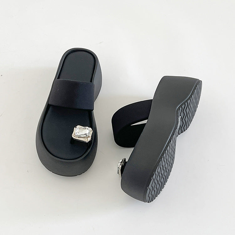 シューズインクローゼット Shoes in Closet -シュークロ- 厚底 ボリューム プラットフォーム サムリング トング サンダル 591 （ブラック） ブラック