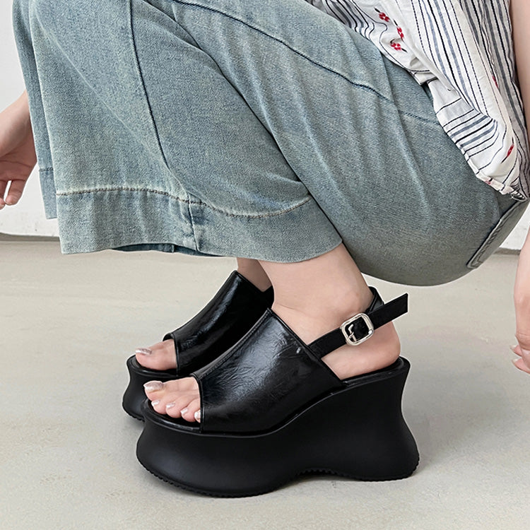 シューズインクローゼット Shoes in Closet -シュークロ- 軽量厚底 変型プラットフォーム やわらか バック ストラップ サンダル 581 （ブラック/スムース） ブラック/スムース