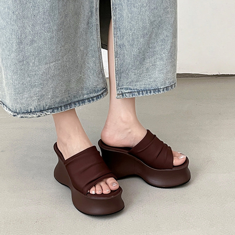 シューズインクローゼット Shoes in Closet -シュークロ- 軽量厚底 ボリューム 変型プラットフォーム ミュールタイプ サンダル 582 （ダークブラウン） ダークブラウン