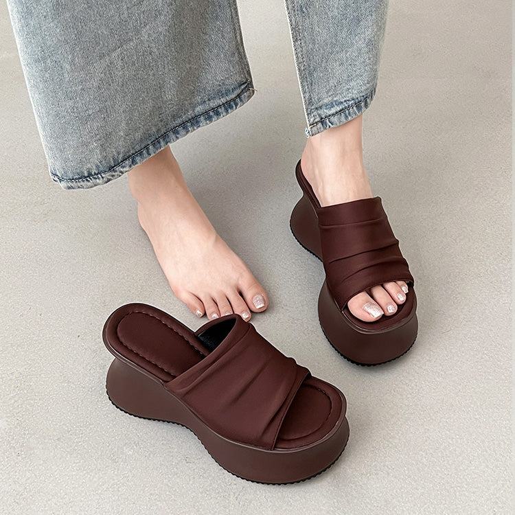 シューズインクローゼット Shoes in Closet -シュークロ- 軽量厚底 ボリューム 変型プラットフォーム ミュールタイプ サンダル 582 （ダークブラウン） ダークブラウン