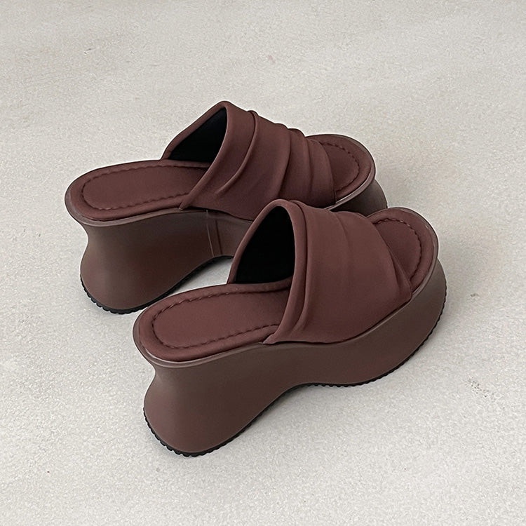 シューズインクローゼット Shoes in Closet -シュークロ- 軽量厚底 ボリューム 変型プラットフォーム ミュールタイプ サンダル 582 （ダークブラウン） ダークブラウン