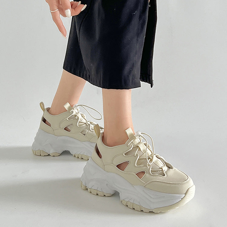シューズインクローゼット Shoes in Closet -シュークロ- 軽量厚底 やわらか ストラップ サンダル スニーカー 2474 （アイボリー） アイボリー