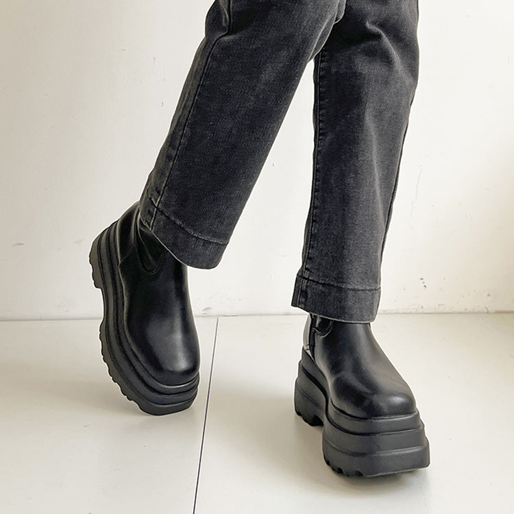シューズインクローゼット Shoes in Closet -シュークロ- 厚底トリプルソール ストレッチ フィット ショートブーツ 2896 （ブラック） ブラック