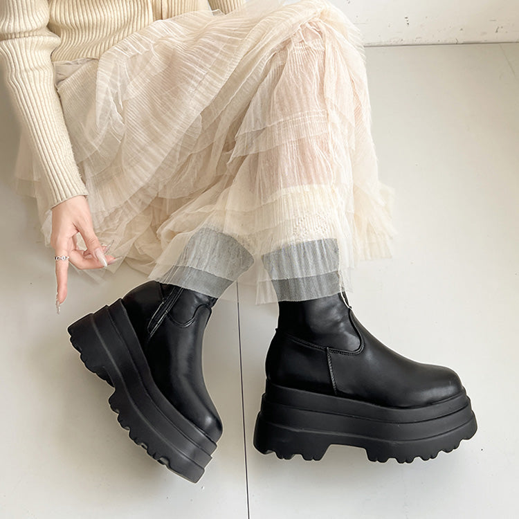 シューズインクローゼット Shoes in Closet -シュークロ- 厚底トリプルソール ストレッチ フィット ショートブーツ 2896 （ブラック） ブラック