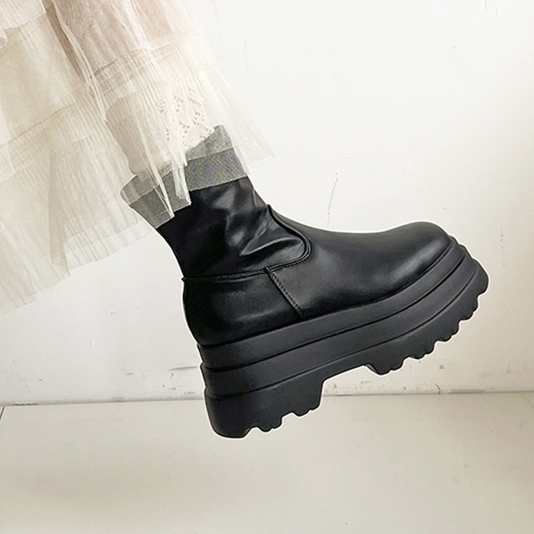 シューズインクローゼット Shoes in Closet -シュークロ- 厚底トリプルソール ストレッチ フィット ショートブーツ 2896 （ブラック） ブラック