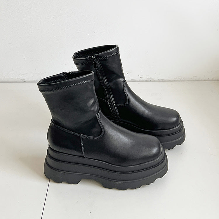 シューズインクローゼット Shoes in Closet -シュークロ- 厚底トリプルソール ストレッチ フィット ショートブーツ 2896 （ブラック） ブラック