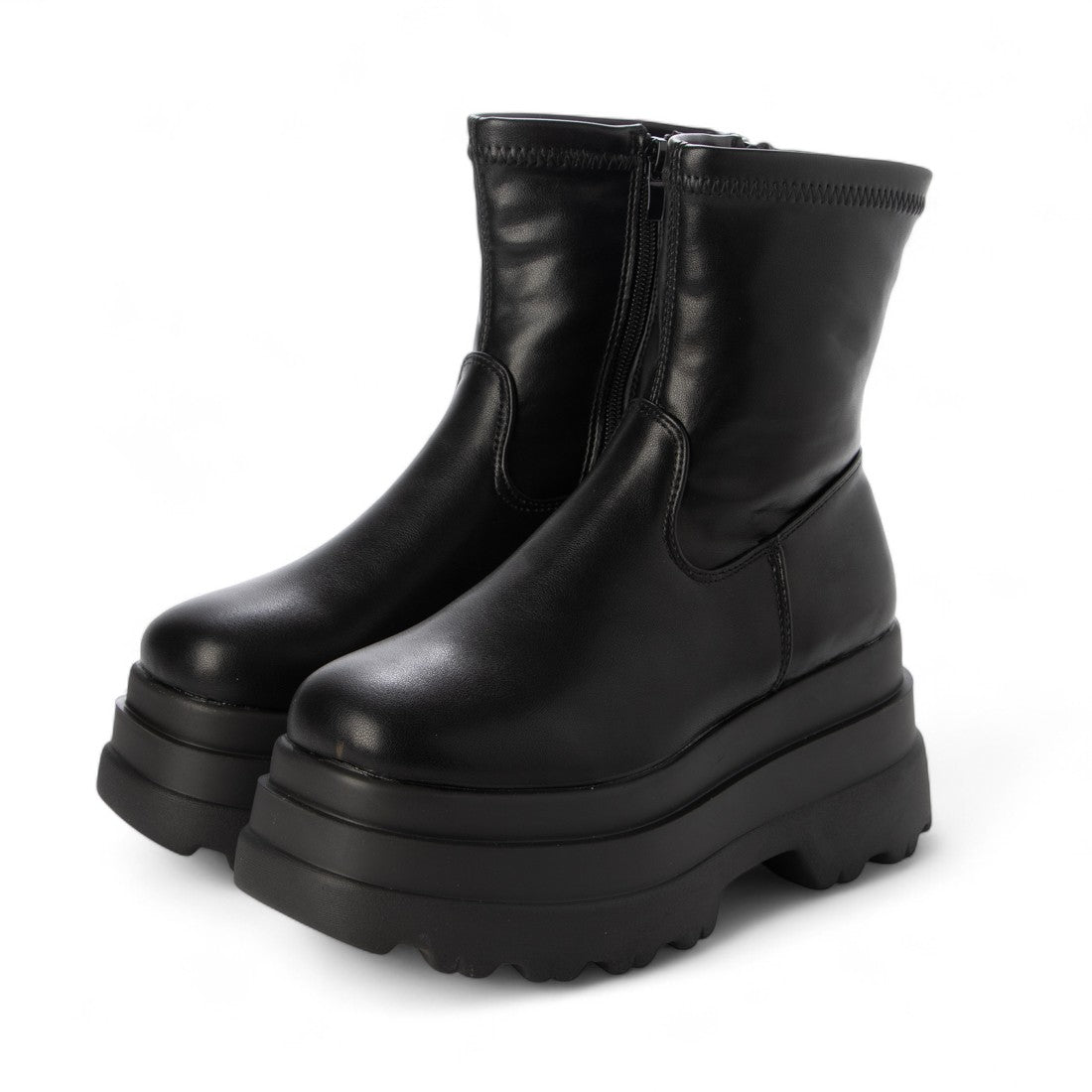 シューズインクローゼット Shoes in Closet -シュークロ- 厚底トリプルソール ストレッチ フィット ショートブーツ 2896 （ブラック） ブラック