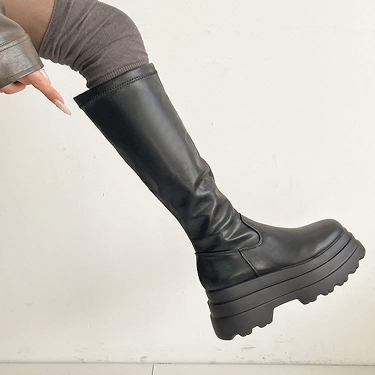 シューズインクローゼット Shoes in Closet -シュークロ- 厚底トリプルソール ストレッチ フィット ロング ブーツ 2895 （ブラック） ブラック