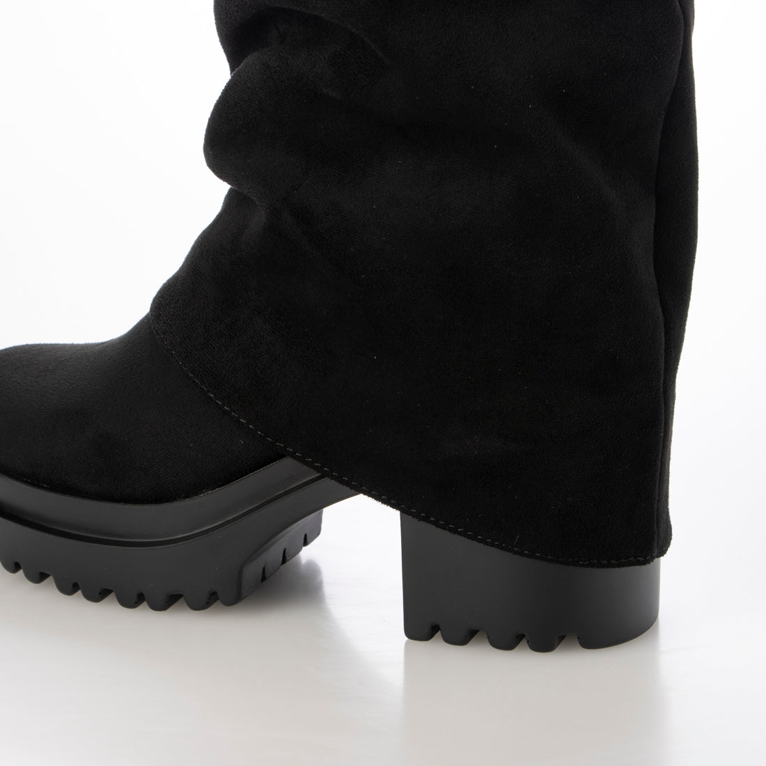 シューズインクローゼット Shoes in Closet -シュークロ- 《#防菌》厚底 ヒールアップ  消臭 ストレッチ カバー ロングブーツ 2668 （ブラック/スウェード） ブラック/スウェード