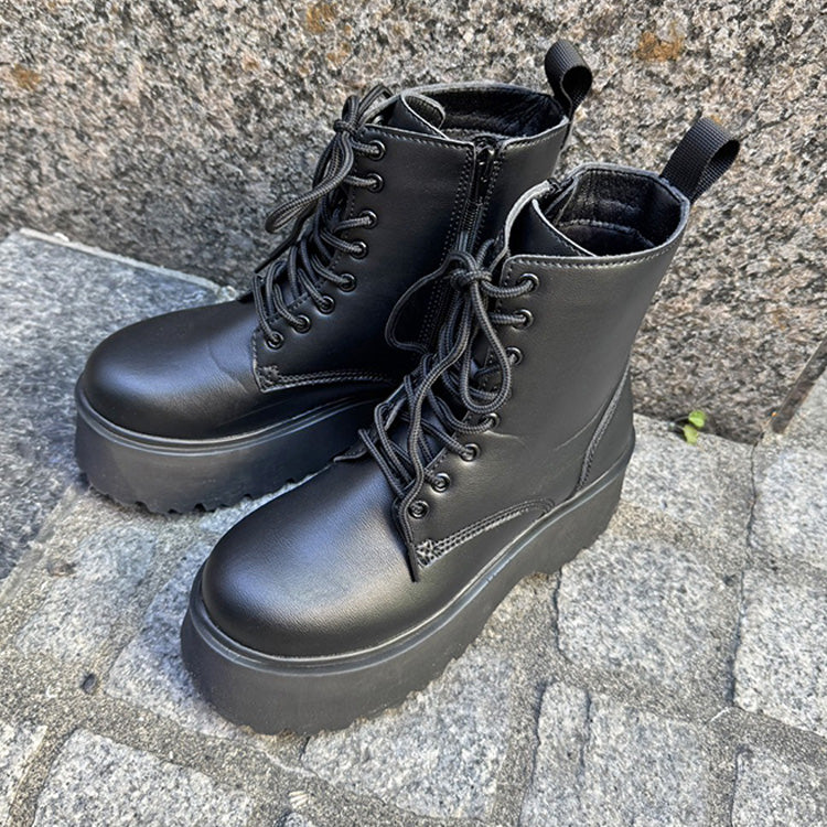 シューズインクローゼット Shoes in Closet -シュークロ- 厚底 プラットフォーム シンプル レースアップ ブーツ 2459 （ブラック） ブラック