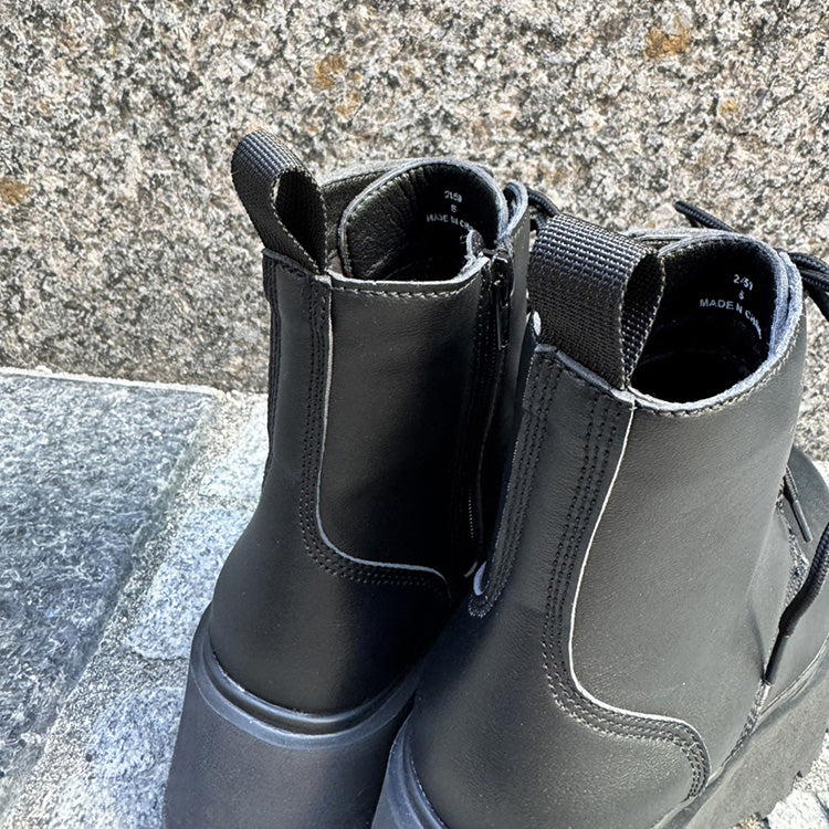 シューズインクローゼット Shoes in Closet -シュークロ- 厚底 プラットフォーム シンプル レースアップ ブーツ 2459 （ブラック） ブラック
