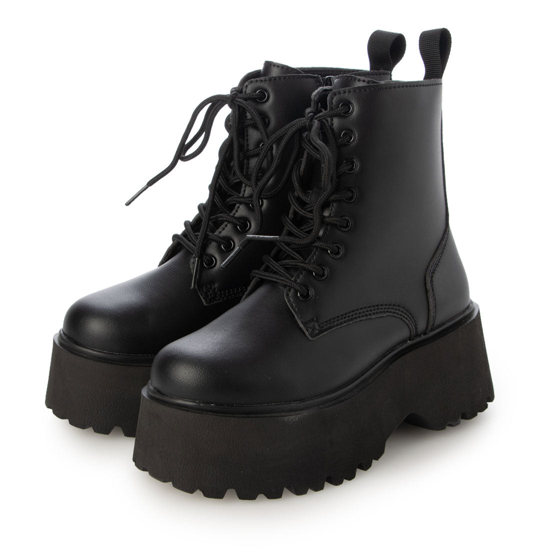 シューズインクローゼット Shoes in Closet -シュークロ- 軽量厚底 プラットフォーム シンプル レースアップ ブーツ 2459（ブラック） ブラック